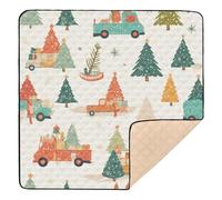 Lindo árbol de Navidad rojo camión de espuma suave alfombra de juego para el suelo ligero para recién nacidos, bebés y niños pequeños, 50 x 50 pulgadas