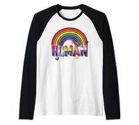 Lindo arco iris del orgullo humano LGBT | Identidad LGBTQ Igualdad Amor Camiseta Manga Raglan