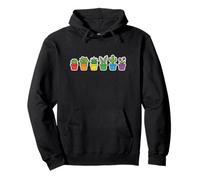 Lindo Arco Iris suculentas garabatos gráfico Kawaii Planta Colorida Sudadera con Capucha