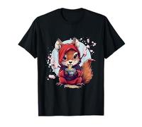 Lindo Ardilla Comiendo Ramen Sakura Flores Ninja Animal Art Camiseta