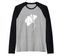 Lindo Arte botánico Zen Arte Floral japonés Hoja de Ginkgo Camiseta Manga Raglan