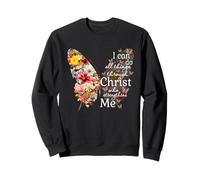 Lindo Arte con Forma de Flor y Mariposa con el Mensaje «Puedo Hacer Todas Las Cosas a través de Cristo» Sudadera