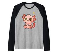 Lindo Arte de ajolote Kawaii Adorable Rosa bebé salamandra Camiseta Manga Raglan