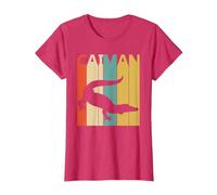 Lindo Arte de Animales del zoológico de Safari de Caiman Camiseta, Mujer, Rojo Jaspeado, M
