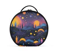 Lindo Arte Espacial Luna Bolsa de Maquillaje Organizador de Circular Cosméticos Bolsas Creatividad con Divisor Ajustable para Mujeres