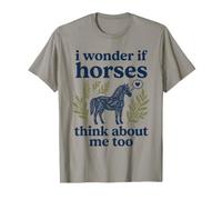 Lindo Arte Floral Popular con la Forma de «Me pregunto si los Caballos piensan en mí también» Camiseta