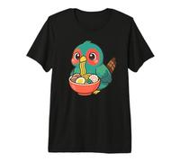 Lindo Arte gastronómico Kawaii para Amantes del Ramen con Forma de pájaro Camiseta Premium