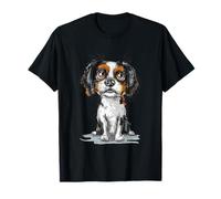Lindo Arte Tricolor Cavalier King Charles Spaniel Puppy Dog Art Camiseta