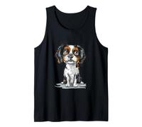 Lindo Arte Tricolor Cavalier King Charles Spaniel Puppy Dog Art Camiseta sin Mangas
