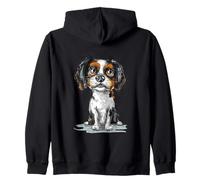 Lindo Arte Tricolor Cavalier King Charles Spaniel Puppy Dog Art Sudadera con Capucha