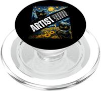 Lindo Artista Gato Divertido Animal Van Gogh Noche Estrellada Arte Adolescentes PopSockets PopGrip para MagSafe
