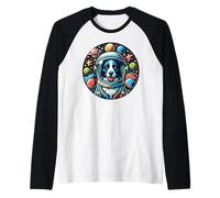 Lindo astronauta Border Collie Pastor Y Perros de pastoreo Camiseta Manga Raglan