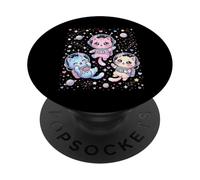 Lindo Astronauta Gatos Corazones Estrellas Galaxia Kawaii PopSockets PopGrip Adhesivo
