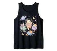 Lindo Astronauta Gatos Galaxia Planetas Estrellas Gatos Coloridos Camiseta sin Mangas