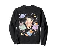 Lindo Astronauta Gatos Galaxia Planetas Estrellas Gatos Coloridos Sudadera