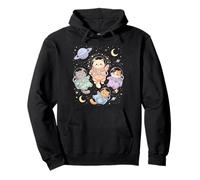 Lindo Astronauta Gatos Galaxia Planetas Estrellas Gatos Coloridos Sudadera con Capucha