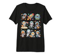 Lindo Astronauta Perros Galaxia Planetas Estrellas Dibu Camiseta Premium