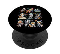 Lindo Astronauta Perros Galaxia Planetas Estrellas Dibu PopSockets PopGrip Adhesivo