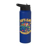 Lindo autismo Semana de Concientización Autista Lagarto Hombres Mujeres Niños Stainless Steel Insulated Water Bottle