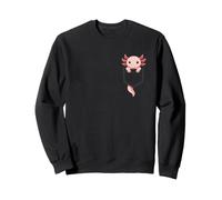 Lindo Axolotl Asomando del Bolsillo Arte Animal Kawaii Sudadera