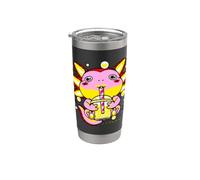 Lindo Axolotl Bebiendo Boba Bubble Tea Japonés Kawaii Anime Vaso térmico de acero inoxidable de doble pared