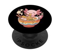 Lindo Axolotl Come Fideos Ramen, gráfico Kawaii de Axolotl PopSockets PopGrip Adhesivo