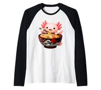 Lindo Axolotl Come Ramen Fideos Ramen Axolotls Camiseta Manga Raglan