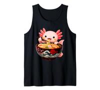 Lindo Axolotl Come Ramen Fideos Ramen Axolotls Camiseta sin Mangas