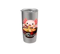 Lindo Axolotl Come Ramen Fideos Ramen Axolotls Vaso térmico de acero inoxidable de doble pared
