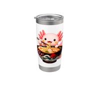 Lindo Axolotl Come Ramen Fideos Ramen Axolotls Vaso térmico de acero inoxidable de doble pared
