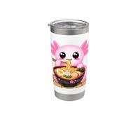 Lindo Axolotl Come Ramen Fideos Ramen Axolotls Vaso térmico de acero inoxidable de doble pared