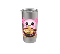Lindo Axolotl Come Ramen Fideos Ramen Axolotls Vaso térmico de acero inoxidable de doble pared