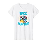 Lindo Axolotl Comiendo Tacos Kawaii Cartoon Taco Hunter Foodie Camiseta gráfica económica, Mujer, Blanco, L
