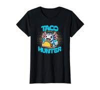 Lindo Axolotl Comiendo Tacos Kawaii Cartoon Taco Hunter Foodie Camiseta gráfica económica, Mujer, Negro, L