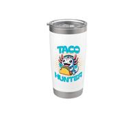 Lindo Axolotl Comiendo Tacos Kawaii Cartoon Taco Hunter Foodie Vaso térmico de acero inoxidable de doble pared