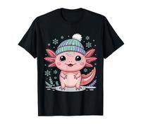 Lindo Axolotl Invierno Nieve & Copos de Nieve Camiseta
