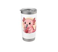 Lindo Axolotl Kawaii Anime Beber Bubble Tea Girl Kids Vaso térmico de acero inoxidable de doble pared