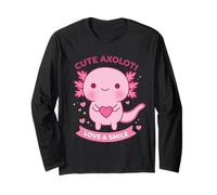 Lindo Axolotl Love & Smile Kawaii Corazón Animal Día de San Valentín Manga Larga