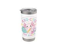 Lindo Axolotl Regreso a la Escuela Pastel Estudi Vaso térmico de acero inoxidable de doble pared