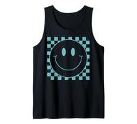 Lindo Azul Cuadros Sonrisa Cara Paz Sonriente Cara Feliz Niño Camiseta sin Mangas