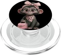 Lindo Baby Monkey Kawaii Personaje Rosa Leopardo Gafas Look PopSockets PopGrip para MagSafe