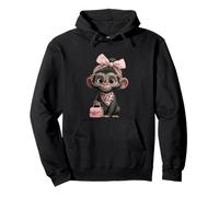 Lindo Baby Monkey Kawaii Personaje Rosa Leopardo Gafas Look Sudadera con Capucha