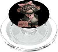 Lindo Baby Monkey Kawaii Personaje Rosa Leopardo Gafas Vibe PopSockets PopGrip para MagSafe