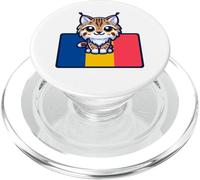 Lindo Banner rumano Fan Rumania Bandera Lince Gato Adorable Arte PopSockets PopGrip para MagSafe