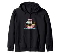 Lindo barco pirata ilustración Sudadera con Capucha