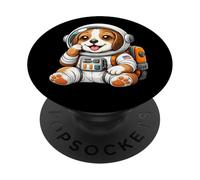 Lindo Beagle Astronauta Explorando Espacio PopSockets PopGrip Adhesivo