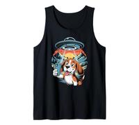 Lindo Beagle Selfie Encuentro OVNI, diversión Extraterrestre Divertida del Espacio Camiseta sin Mangas