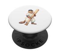 Lindo Beaver Jugador De Béisbol Acuarela Animal Atleta PopSockets PopGrip Adhesivo