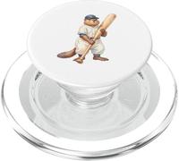 Lindo Beaver Jugador De Béisbol Acuarela Animal Atleta PopSockets PopGrip para MagSafe