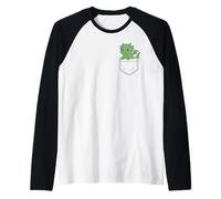 Lindo bebé dragón bolsillo amigo fantasía criatura dragón arte Camiseta Manga Raglan